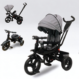 Tricicleta  plus 8 luni evolutiva, cu pozitie de somn, scaun rotativ si muzica distractiva, culoare GRI, BBD5099EVAG