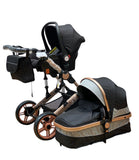 Carucior 3in1 Teknum Jack , 0-36 luni, transformabil, reversibil, ultrapliabil,  culoare NEGRU