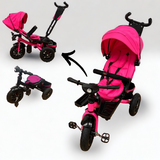 Tricicleta roti cauciuc plin, cu pozitie somn, scaun rotativ, muzica si lumini,culoare  ROZ, BBD5299RZ