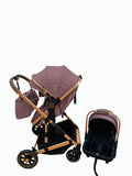 Carucior 3 in 1, Kidilo, cu suspensii, Geanta termica pentru accesorii si salteluta, Landou reversibil, Cadru aluminiu, BBDA10PURPLE