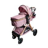 Carucior 2 in 1 Belecoo XID, cu inchidere compacta, 0-36 luni, reversibil ROZ