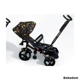 Tricicleta Jazz +8 luni evolutiva, cu pozitie de somn, scaun rotativ si muzica distractiva, culoare NEGRU AURIU, Cadrul maroniu