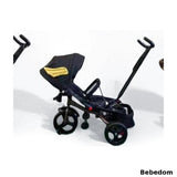 Tricicleta Jazz +8 luni cu pozitie de somn, scaun rotativ si muzica distractiva, Negru aripi, Cadrul maroniu