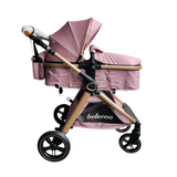 Carucior 2 in 1 Belecoo XID, cu inchidere compacta, 0-36 luni, reversibil ROZ
