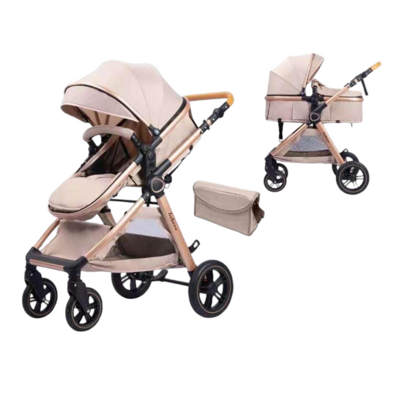 Carucior 2 in 1 Belecoo XID, cu inchidere compacta, 0-36 luni, reversibil BEJ