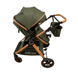 Carucior 2 in 1 Belecoo XID, cu inchidere compacta, 0-36 luni, reversibil Verde Olive