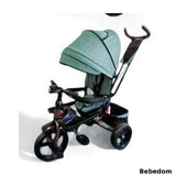 Tricicleta Jazz +8 luni cu pozitie de somn, scaun rotativ si muzica distractiva, Verde Menta, Cadrul maroniu