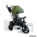Tricicleta Jazz +8 lunicu pozitie de somn, scaun rotativ si muzica distractiva, Verde Armi, Cadrul Maroniu