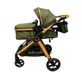 Carucior 2 in 1 Belecoo XID, cu inchidere compacta, 0-36 luni, reversibil Verde Olive
