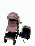 Carucior 3 in 1, Kidilo, cu suspensii, Geanta termica pentru accesorii si salteluta, Landou reversibil, Cadru aluminiu, BBDA10PURPLE