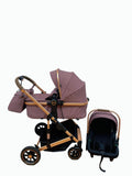 Carucior 3 in 1, Kidilo, cu suspensii, Geanta termica pentru accesorii si salteluta, Landou reversibil, Cadru aluminiu, BBDA10PURPLE