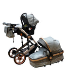 Carucior Teknum Jack model 3in1 , 0-36 luni, transformabil, reversibil, ultrapliabil,  culoare GRI, BBD588G