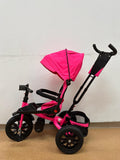 Tricicleta roti cauciuc plin, cu pozitie somn, scaun rotativ, muzica si lumini,culoare  ROZ, BBD5299RZ