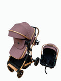 Carucior 3 in 1, Kidilo, cu suspensii, Geanta termica pentru accesorii si salteluta, Landou reversibil, Cadru aluminiu, BBDA10PURPLE