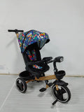 Tricicleta pentru copii, muzicala,cu pozitie de somn si scaunel reversibil, MULTICOLOR