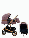 Carucior 3 in 1, Kidilo, cu suspensii, Geanta termica pentru accesorii si salteluta, Landou reversibil, Cadru aluminiu, BBDA10PURPLE