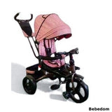 Tricicleta Jazz +8 lunipozitie de somn, scaun rotativ si muzica distractiva, Roz , Cadrul Maroniu