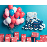 Role, Stamp, Frozen, Cu 4 roti, Ajustabile, Inchidere prin velcro, Cu frana, Marime 30-33, Albastru