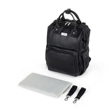 Rucsac pentru mamici, Petite&Mars, Jasper, Cu 12 compartimente, Cu buzunare termice, Saltea de infasat inclusa, 27 x 41 x 14 cm, Absolute Black