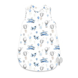 Sac de dormit, MimiNu, Pentru bebelusi, De iarna, Din bumbac certificat Oeko Tex Standard 100, Cu fermoar lateral, Cu capse pe umar, 74 cm, 0 - 6 luni, 2.5 Tog, Blue Plane