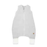Sac de dormit, Qmini, Cu picioruse, De iarna, Din muselina dubla, Cu fermoar pe mijloc, 90 cm, S, Material certificat Oeko Tex Standard 100, Gray