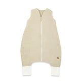 Sac de dormit, Qmini, Cu picioruse, De iarna, Din muselina dubla, Cu fermoar pe mijloc, 90 cm, S, Material certificat Oeko Tex Standard 100, Warm Beige