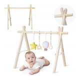 Centru de activitati, Lionelo, Anis Set, Cu arcada Montessori, Din lemn de pin, Jucarii plus, 4 jucarii suspendate, Stimuleaza simturile, Pliere rapida, Salteluta moale antiderapanta, 0+ luni, Multicolor