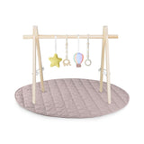 Centru de activitati, Lionelo, Anis Set, Cu arcada Montessori, Din lemn de pin, Jucarii plus, 4 jucarii suspendate, Stimuleaza simturile, Pliere rapida, Salteluta moale antiderapanta, 0+ luni, Multicolor