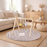 Centru de activitati, Lionelo, Anis Set, Cu arcada Montessori, Din lemn de pin, Jucarii plus, 4 jucarii suspendate, Stimuleaza simturile, Pliere rapida, Salteluta moale antiderapanta, 0+ luni, Multicolor