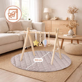 Centru de activitati, Lionelo, Anis Set, Cu arcada Montessori, Din lemn de pin, Jucarii plus, 4 jucarii suspendate, Stimuleaza simturile, Pliere rapida, Salteluta moale antiderapanta, 0+ luni, Multicolor