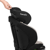 Scaun auto i-Size, Lionelo, Billy , 76 - 150 cm, 1/2/3, Isofix + top tether, Tetiera reglabila in 10 pozitii, Insertie ergonomica, Tapiterie lavabila, Testat la impact, Baza lata, Conform cu R129, Bej