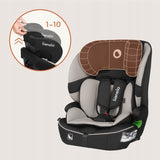 Scaun auto i-Size, Lionelo, Billy , 76 - 150 cm, 1/2/3, Isofix + top tether, Tetiera reglabila in 10 pozitii, Insertie ergonomica, Tapiterie lavabila, Testat la impact, Baza lata, Conform cu R129, Bej