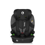 Scaun auto i-Size, Lionelo, Billy , 76 -150 cm, 1/2/3, Isofix + top tether, Tetiera reglabila in 10 pozitii, Insertie ergonomica, Tapiterie lavabila, Testat la impact, Baza lata, Conform cu R129, Negru/Gri