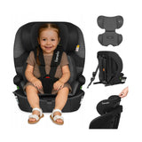 Scaun auto i-Size, Lionelo, Billy , 76 -150 cm, 1/2/3, Isofix + top tether, Tetiera reglabila in 10 pozitii, Insertie ergonomica, Tapiterie lavabila, Testat la impact, Baza lata, Conform cu R129, Negru/Gri
