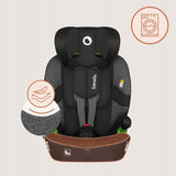 Scaun auto i-Size, Lionelo, Billy , 76 -150 cm, 1/2/3, Isofix + top tether, Tetiera reglabila in 10 pozitii, Insertie ergonomica, Tapiterie lavabila, Testat la impact, Baza lata, Conform cu R129, Negru/Gri
