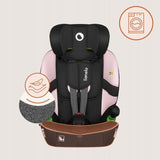 Scaun auto i-Size, Lionelo, Billy , 76 - 150 cm, 1/2/3, Isofix + top tether, Tetiera reglabila in 10 pozitii, Insertie ergonomica, Tapiterie lavabila, Testat la impact, Baza lata, Conform cu R129, Roz