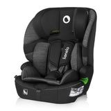 Scaun auto i-Size, Lionelo, Billy , 76 -150 cm, 1/2/3, Isofix + top tether, Tetiera reglabila in 10 pozitii, Insertie ergonomica, Tapiterie lavabila, Testat la impact, Baza lata, Conform cu R129, Negru/Gri