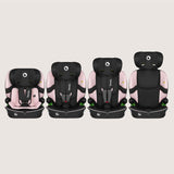 Scaun auto i-Size, Lionelo, Billy , 76 - 150 cm, 1/2/3, Isofix + top tether, Tetiera reglabila in 10 pozitii, Insertie ergonomica, Tapiterie lavabila, Testat la impact, Baza lata, Conform cu R129, Roz