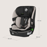 Scaun auto i-Size, Lionelo, Billy , 76 - 150 cm, 1/2/3, Isofix + top tether, Tetiera reglabila in 10 pozitii, Insertie ergonomica, Tapiterie lavabila, Testat la impact, Baza lata, Conform cu R129, Bej