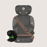 Scaun auto i-Size, Lionelo, Billy , 76 -150 cm, 1/2/3, Isofix + top tether, Tetiera reglabila in 10 pozitii, Insertie ergonomica, Tapiterie lavabila, Testat la impact, Baza lata, Conform cu R129, Negru/Gri