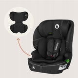 Scaun auto i-Size, Lionelo, Billy , 76 - 150 cm, 1/2/3, Isofix + top tether, Tetiera reglabila in 10 pozitii, Insertie ergonomica, Tapiterie lavabila, Testat la impact, Baza lata, Conform cu R129, Negru