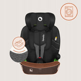 Scaun auto i-Size, Lionelo, Billy , 76 - 150 cm, 1/2/3, Isofix + top tether, Tetiera reglabila in 10 pozitii, Insertie ergonomica, Tapiterie lavabila, Testat la impact, Baza lata, Conform cu R129, Negru