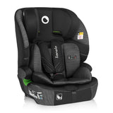 Scaun auto i-Size, Lionelo, Levi Fix, 76 - 150 cm, 1/2/3, ISOFIX + Top Tether, Tetiera reglabila in 10 pozitii, Insertie ergonomica Dri-Seat, Tapiterie lavabila, Testat la impact, Baza lata, Cotiere practice, Conform cu R129, Negru/Gri