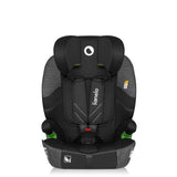 Scaun auto i-Size, Lionelo, Levi Fix, 76 - 150 cm, 1/2/3, ISOFIX + Top Tether, Tetiera reglabila in 10 pozitii, Insertie ergonomica Dri-Seat, Tapiterie lavabila, Testat la impact, Baza lata, Cotiere practice, Conform cu R129, Negru/Gri