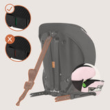 Scaun auto i-Size, Lionelo, Levi Fix, 76 - 150 cm, 1/2/3, ISOFIX + Top Tether, Tetiera reglabila in 10 pozitii, Insertie ergonomica Dri-Seat, Tapiterie lavabila, Testat la impact, Baza lata, Cotiere practice, Conform cu R129, Roz