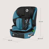 Scaun auto i-Size, Lionelo, Levi Fix, 76 - 150 cm, 1/2/3, ISOFIX + Top Tether, Tetiera reglabila in 10 pozitii, Insertie ergonomica Dri-Seat, Tapiterie lavabila, Testat la impact, Baza lata, Cotiere practice, Conform cu R129, Albastru