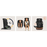 Scaun auto i-Size, Lionelo, Levi Fix, 76 - 150 cm, 1/2/3, ISOFIX + Top Tether, Tetiera reglabila in 10 pozitii, Insertie ergonomica Dri-Seat, Tapiterie lavabila, Testat la impact, Baza lata, Cotiere practice, Conform cu R129, Negru/Gri