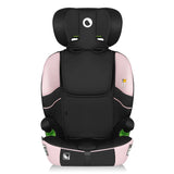 Scaun auto i-Size, Lionelo, Levi Fix, 76 - 150 cm, 1/2/3, ISOFIX + Top Tether, Tetiera reglabila in 10 pozitii, Insertie ergonomica Dri-Seat, Tapiterie lavabila, Testat la impact, Baza lata, Cotiere practice, Conform cu R129, Roz