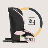 Scaun auto i-Size, Lionelo, Levi Fix, 76 - 150 cm, 1/2/3, ISOFIX + Top Tether, Tetiera reglabila in 10 pozitii, Insertie ergonomica Dri-Seat, Tapiterie lavabila, Testat la impact, Baza lata, Cotiere practice, Conform cu R129, Roz