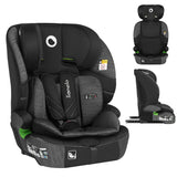 Scaun auto i-Size, Lionelo, Levi Fix, 76 - 150 cm, 1/2/3, ISOFIX + Top Tether, Tetiera reglabila in 10 pozitii, Insertie ergonomica Dri-Seat, Tapiterie lavabila, Testat la impact, Baza lata, Cotiere practice, Conform cu R129, Negru/Gri